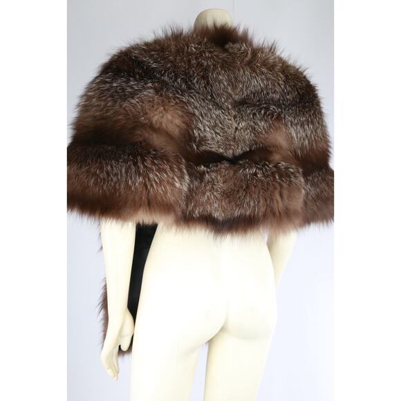 Vintage C. Henning Brown Raccoon Fur Overcoat Cape Wrap Scarf Luxury Real Fur - Picture 9 of 16